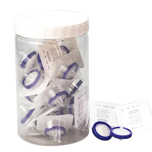 Miniatura 9 de Filtro de jeringa estéril PVDF Filtración hidrofílica de 0,22 um Tamaño de poro, 0.984 in de diámetro de membrana, paquete de 20, envasado estéril