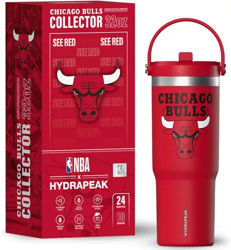 Miniatura 7 de Hydrapeak Botella de agua aislada de acero inoxidable con licencia oficial de la NBA de Phoenix Suns Nomad de 32 onzas con mango de agarre flexible