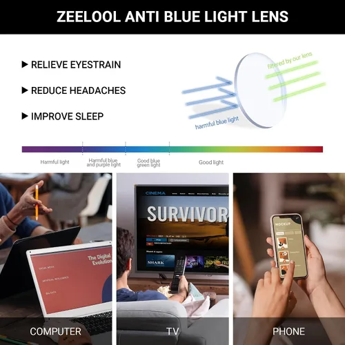Miniatura 5 de Zeelool Gafas de bloqueo de luz azul cuadradas retro unisex de gran tamaño Harrell ZOP049594