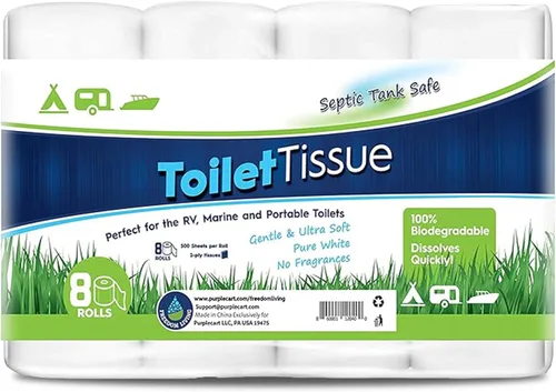 Papel higiénico seguro para tanque séptico para campistas y caravanas, papel higiénico marino biodegradable para barcos, sin fragancia, papel