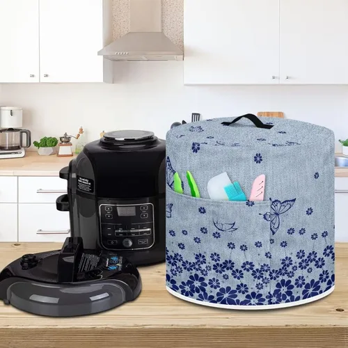 Miniatura 3 de Flashideas Funda floral para olla a presión para mujer, protección contra el polvo, cubierta de olla arrocera con aislamiento de mariposa con forro
