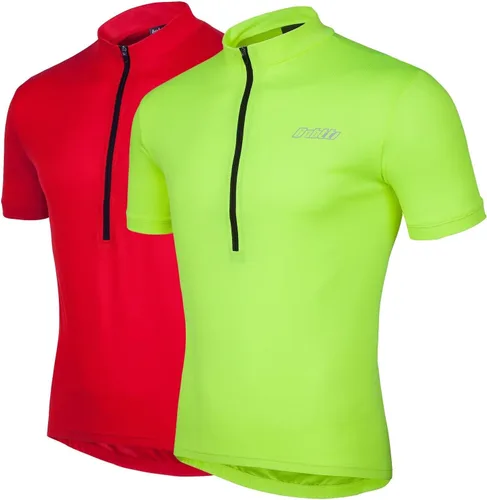 Camiseta de ciclismo de manga corta para hombre, camiseta de ciclismo MTB con media cremallera frontal y 3 bolsillos posteriores