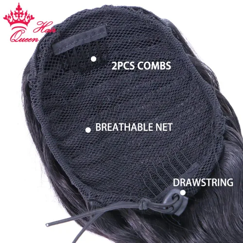 Miniatura 5 de Extensiones de cabello humano con clip en cola de caballo con cordón, cola de caballo brasileña, cola de caballo para mujer, productos Queen Hair