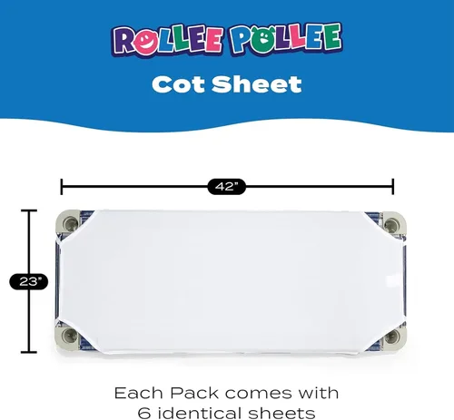 Miniatura 3 de Rollee Pollee Sábanas de microfibra azul para cuna, súper suaves y duraderas con bucles elásticos, ideales para preescolar y guardería para siestas