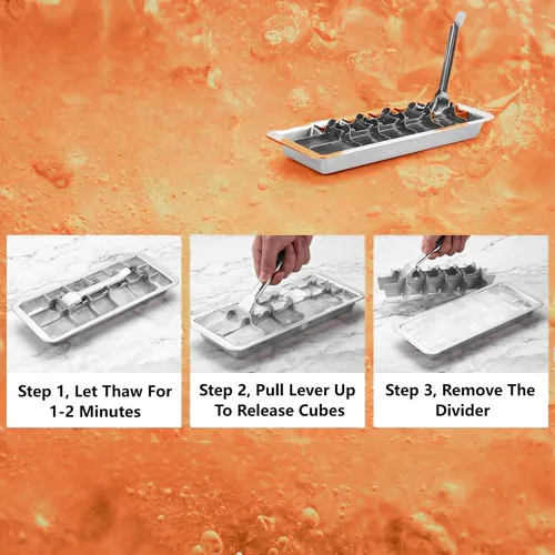 Miniatura 3 de 2 juegos de bandejas de metal para cubitos de hielo, bandejas de cubitos de hielo de acero inoxidable, bandeja para cubitos de hielo de 18 ranuras