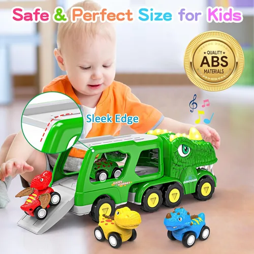 Miniatura 6 de ENJSD Juguetes para niños de 1, 2, 3, 4 años, juguetes 5 en 1 para edades de 2 a 4 años con 4 juguetes de dinosaurio para niños de 3 a 5 años, Verde