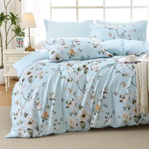 Miniatura 12 de MUXHOMO Juego de edredón tamaño individual XL, elegante juego de cama con estampado floral en una bolsa, 5 piezas, ultra suave y transpirable