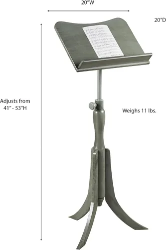 Miniatura 3 de Touch of Class Parke - Soporte para partituras de música, madera, gris, ajustable, soportes de madera para directores, atril de biblioteca