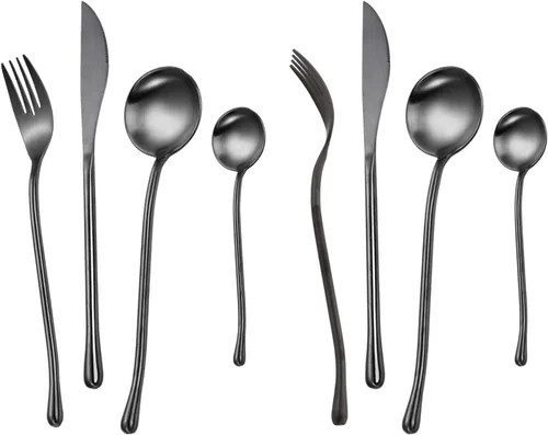 Miniatura 12 de JASHII Juego de cubiertos dorados mate, servicio para 2, juego de cubiertos de acero inoxidable 18/10 con acabado satinado, utensilios de cocina