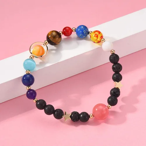 Miniatura 24 de Pulsera de cuentas de piedra para mujer, diseño de galaxia del universo de 8 planetas o 9 planetas en el sistema solar, pulseras de estrella