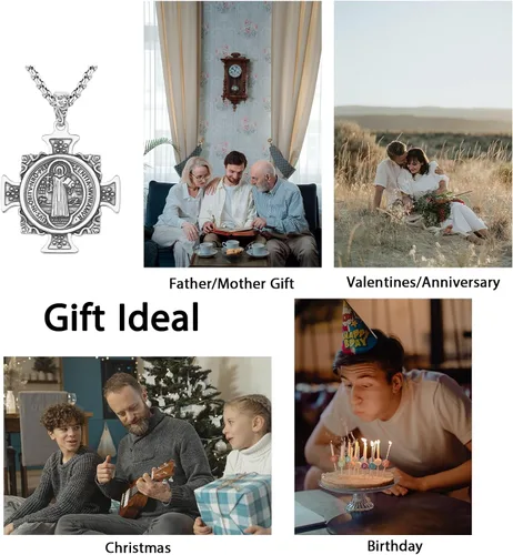 Miniatura 329 de Collar de plata de ley 925 con medalla de San Patrón, colgante de protección católica, amuleto, joyería religiosa para hombres y mujeres