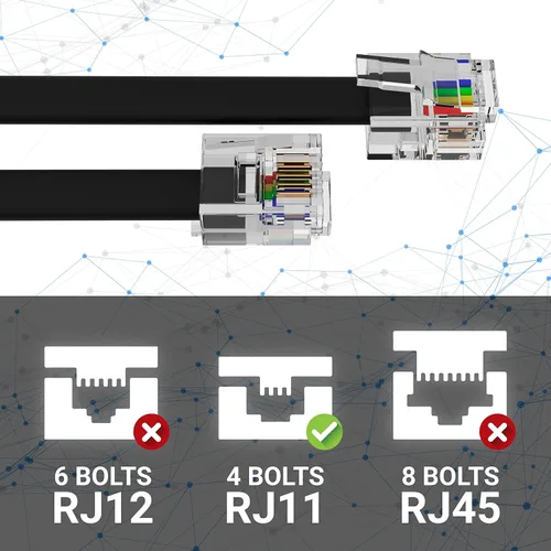 Miniatura 6 de G-PLUG Cable RJ11 de 3 pies para teléfonos fijos, cable de teléfono RJ11 a RJ11 6P4C para módem, fax y línea telefónica, color negro
