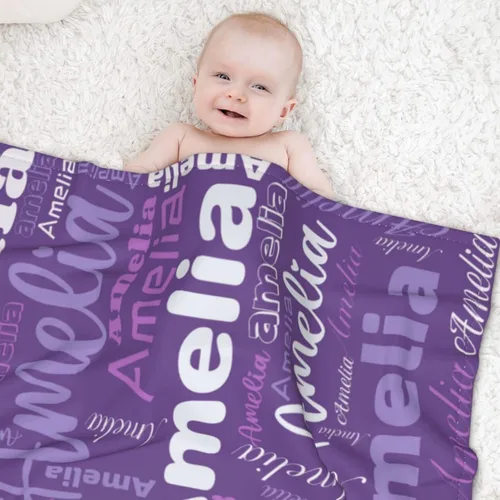 Miniatura 3 de Mantas personalizadas con nombre para niños, mantas de bebé personalizadas para niñas y niños con nombre, mantas de bebé personalizadas con nombre