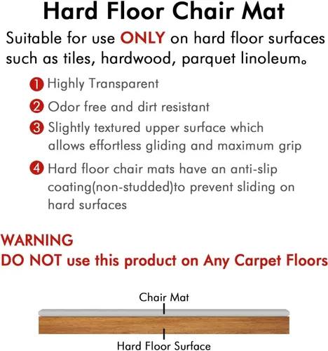 Miniatura 7 de Tapete para silla de oficina, tapete para silla para suelo de madera dura, protectores de suelo para sillas, alfombrillas de plástico para suelos