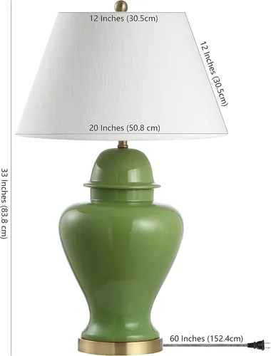 Miniatura 6 de JONATHAN Y JYL6618A - Lámpara de mesa moderna de cerámica verde de 33 pulgadas para sala de estar, lámpara de noche tradicional para entrada