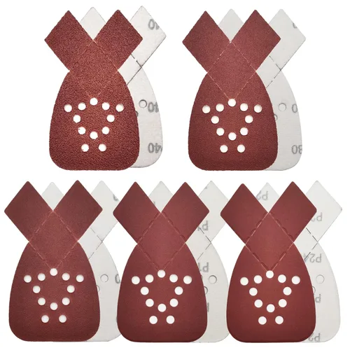 Miniatura 8 de 50 piezas de papel de lija de ratón con 2 puntas adicionales para reemplazo de detalles, almohadillas de lijadora de lijadora, 12 agujeros de gancho