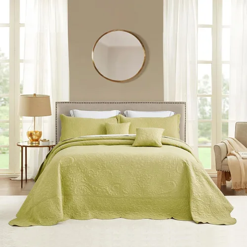 Miniatura 11 de Colcha extragrande King de 128 x 120 pulgadas, extra ancha, diseño de patrón paisley, funda de cama ligera, reversible, 5 piezas, 100% microfibra, 1