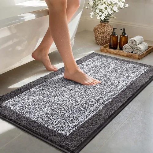 Miniatura 47 de Alfombras de baño de 17 x 24 pulgadas, antideslizantes, lavables, color gris, para bañera, tapete de baño para baño, tapete suave y absorbente
