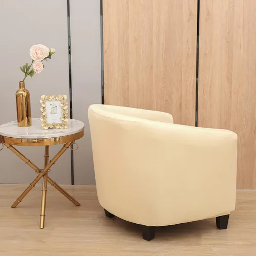 Miniatura 3 de Funda para silla de club, funda para silla de bañera de alta elasticidad, funda universal de elastano para sala de estar, bar, bar (beige)