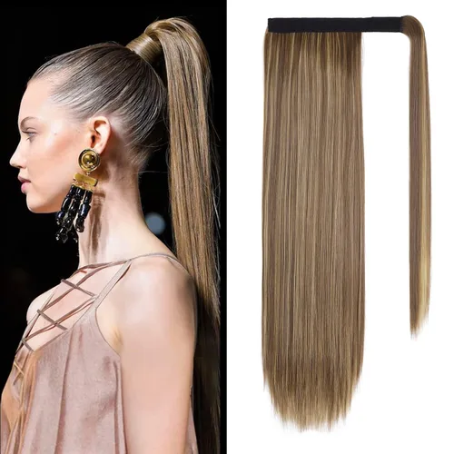 Miniatura 8 de SEIKEA Extensión de cola de caballo con clip alrededor del cabello lacio para mujer (12 pulgadas, negro)