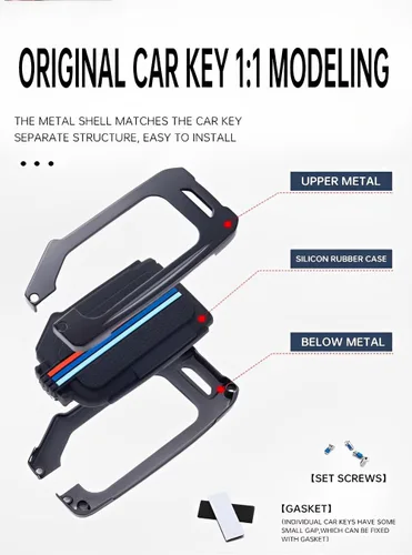 Miniatura 7 de para Kia Funda para Llavero de Llave de Metal Carcasa de Llave Inteligente Compatible para Soul Telluride Cerato Forte K5 (KAC-Negro)