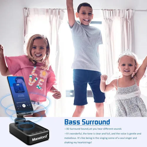 Miniatura 7 de Soporte para teléfono celular con altavoz Bluetooth inalámbrico compatible con iPhone/Samsung/iPad, soporte de teléfono de diseño antideslizante