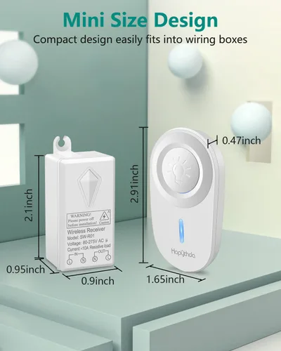 Miniatura 7 de Interruptores inalámbricos para luces, no requiere cableado en la pared, interruptor de luz de control remoto, interruptor de panel inalámbrico
