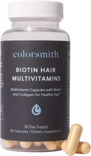 Multivitaminas para el cabello de biotina, 2500 mcg de biotina con colágeno, 60 cápsulas, suministro para 30 días