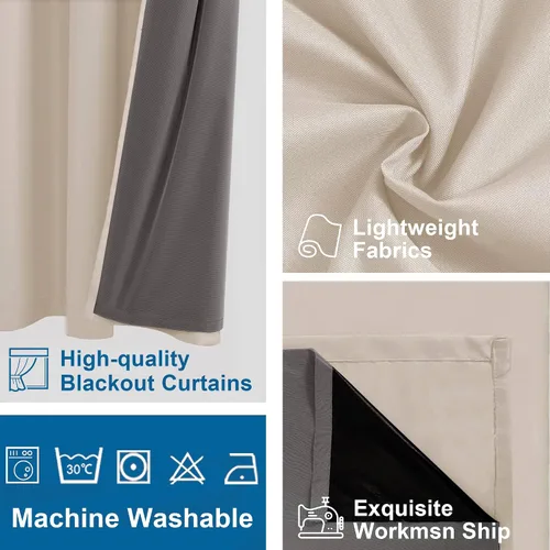 Miniatura 4 de DWCN Cortinas 100% opacas de 63 pulgadas de largo para dormitorio, decoración del hogar, aislamiento térmico, bloqueo de luz, oscurecimiento de Gris