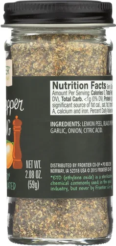 Miniatura 7 de Frontier Seasoning Blends, pimienta de limón sin sal, botella de 2.08 onzas