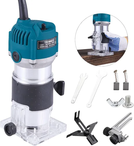 Fresadora de Madera, Herramienta Fresadora Recortadora de Madera Fresadora Eléctrica Recortadora Manual Eléctrica Laminado Fresado Grabado Máquina