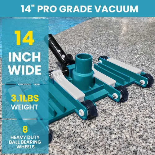 Miniatura 7 de Kit de limpieza de piscina de lujo que incluye red de piscina y cabezal de vacío, cepillo de piscina con poste de 13 pies para piscinas sobre