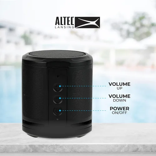 Miniatura 3 de Altec Lansing HydraMicro - Altavoz Bluetooth impermeable, ligero y portátil para viajes y uso al aire libre, negro