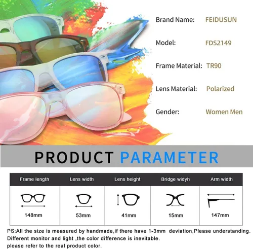 Miniatura 3 de FEIDUSUN Lentes de sol polarizados para hombre y mujer, lentes de sol retro negros para conducir, pescar, protección UV