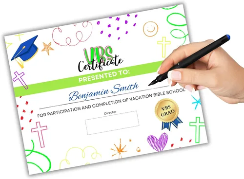 Miniatura 2 de VBS Certificados de finalización Paquete de 50 certificados de graduación de asistencia Premio religioso para niños, 11 x 8.5 pulgadas