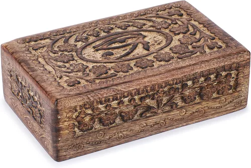 Miniatura 21 de Ajuny Caja Joyero de Madera para Recuerdos de 8 x 5 pulgadas – Cofre Decorativo Hecho a Mano para Hombres y Mujeres, Caja de Almacenamiento
