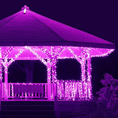 Miniatura 7 de kemooie 500 luces LED de Navidad rosadas, luces de Navidad de 164 pies para exteriores, enchufables, impermeables, con 8 modos de parpadeo