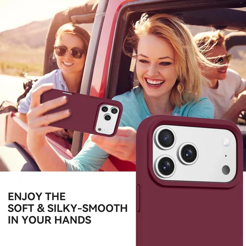 Miniatura 477 de GUAGUA Funda compatible con iPhone 17 Pro Max de 6.9 pulgadas, silicona líquida, goma de gel suave, delgada, forro de microfibra delgada