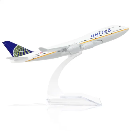 Miniatura 10 de 747 Kit de Modelo de Avión Coreano-1/400 Modelo de Aviones de Metal Fundido a Presión con Soporte (6 pulgadas) Avión Boeing 747 Regalos