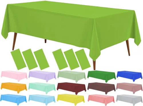 Miniatura 21 de Mantel de plástico crema, paquete de 2 manteles desechables color blanco hueso, mantel de 54 x 108 pulgadas para mesa rectangular, manteles