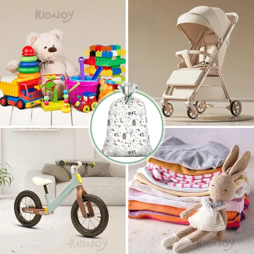 Miniatura 7 de 2 bolsas de regalo de plástico extra grandes de animales del bosque para baby shower, 56 x 36 pulgadas, bolsa de regalo de animales del bosque