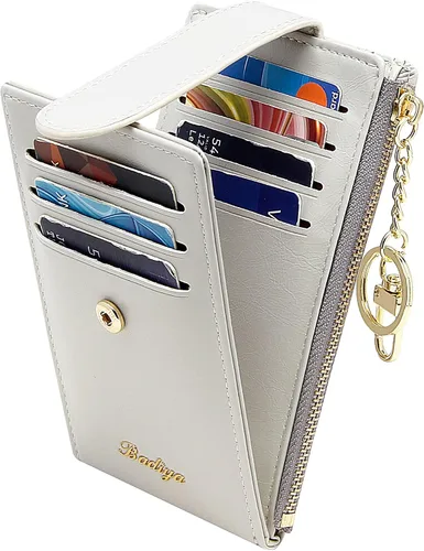 Miniatura 24 de Badiya Tarjetero para mujeres con RFID, carteras delgadas, plegables, tarjetero multifuncional, monedero