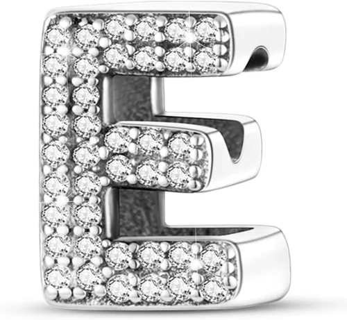 Miniatura 12 de PARCOM Dijes de letras compatibles con pulseras Pandora de plata esterlina S925 con iniciales para pulseras del alfabeto A-Z, cuentas de letras