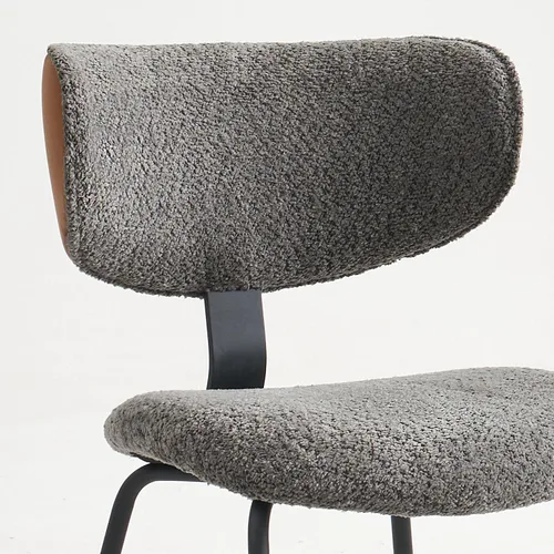 Miniatura 4 de GrandNoor Modern Boucle - Juego de 2 sillas de comedor de piel sintética, respaldo curvado, sillas de comedor tapizadas con patas de metal