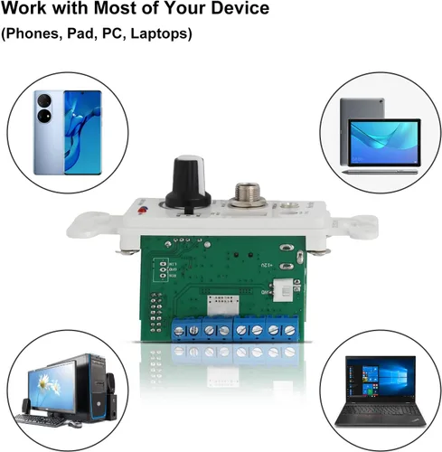 Miniatura 7 de Herdio Amplificador Bluetooth de pared de 4 canales Control de volumen Placa de pared USB/MIC/AUX (3.5mm) Entradas Conecta 4 altavoces con fuente