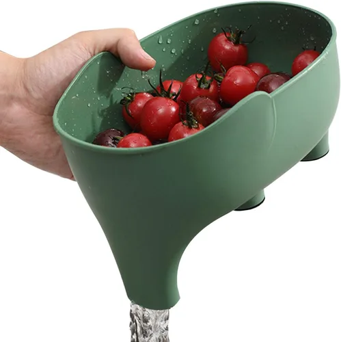 Miniatura 12 de Cesta de drenaje de elefante Cesta coladora de drenaje de esquina en forma de elefante, cesta multifuncional para fregadero de cocina, cesta