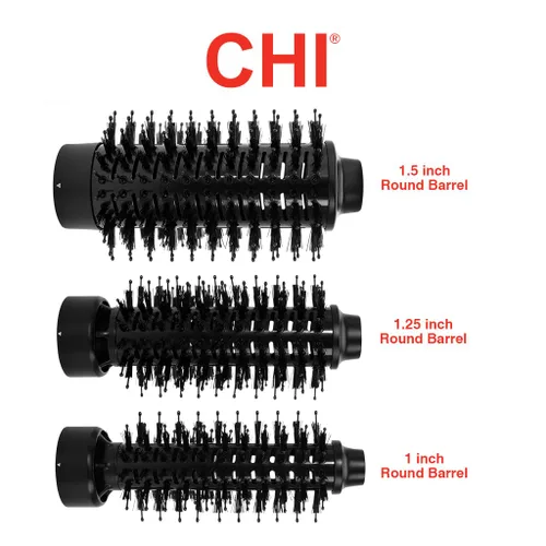 Miniatura 2 de CHI Cepillo redondo 3 en 1 para secado de pelo, cepillo secador de pelo para cabello liso y sin encrespamiento, 3 cabezales de cepillo