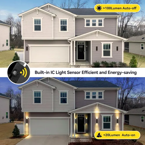 Miniatura 2 de Paquete de 2 lámparas de exterior del atardecer al amanecer, luz de porche moderna color negro mate IP65, bombillas LED de 3000 K, accesorios
