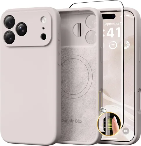 Miniatura 61 de GolbinBox Funda magnética para iPhone 17, compatible con MagSafe, cubierta de silicona integrada para control de cámara, funda de silicona líquida a