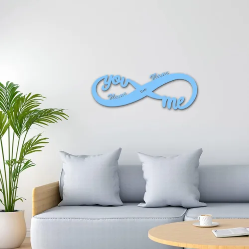 Miniatura 7 de Decoración de pared infinito, luz nocturna LED personalizada de madera, nombres de parejas, letrero infinito para San Valentín, boda, aniversario